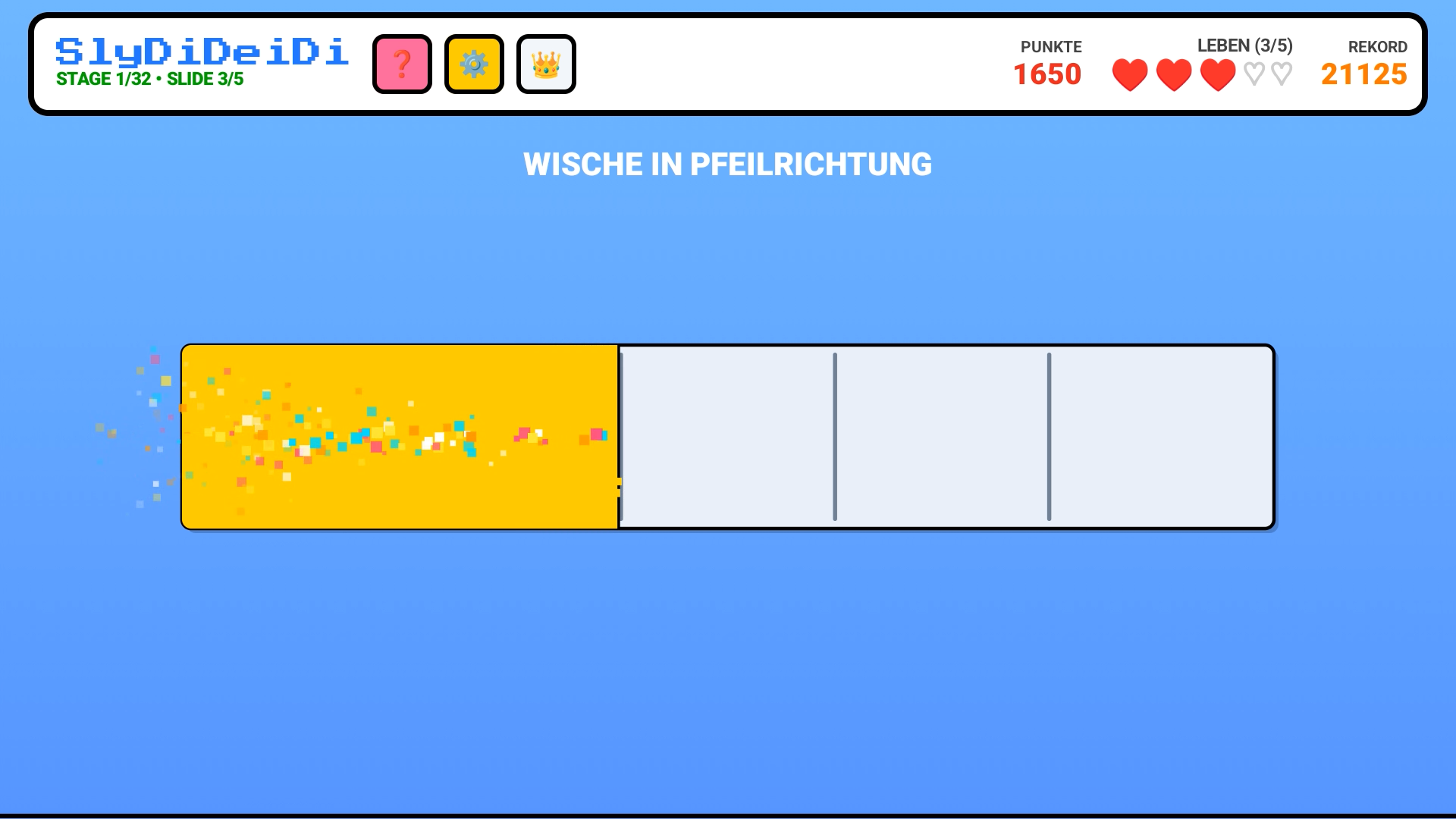Ein gelber Balken während der Wischphase